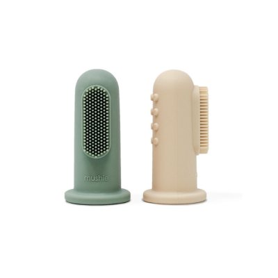 MUSHIE FINGER TOOTHBRUSH BLUE/SAND