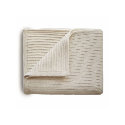 MUSHIE RIBBED BLANKET BEIGE MELANGE