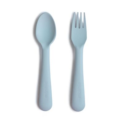 MUSHIE FORK+SPOON POWDER BLUE
